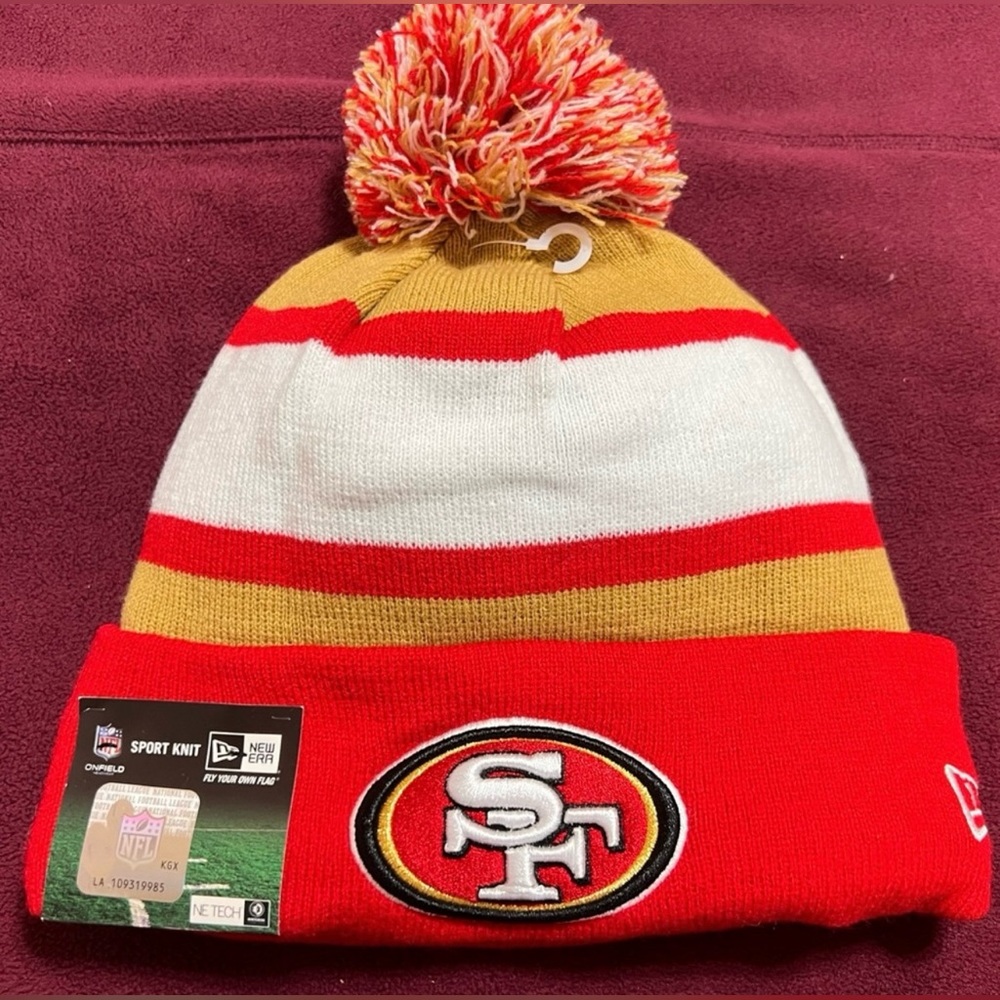 San Francisco 49ers New Era knit pom hat Pom beanie NEW UltraRARE NFL Super Bowl